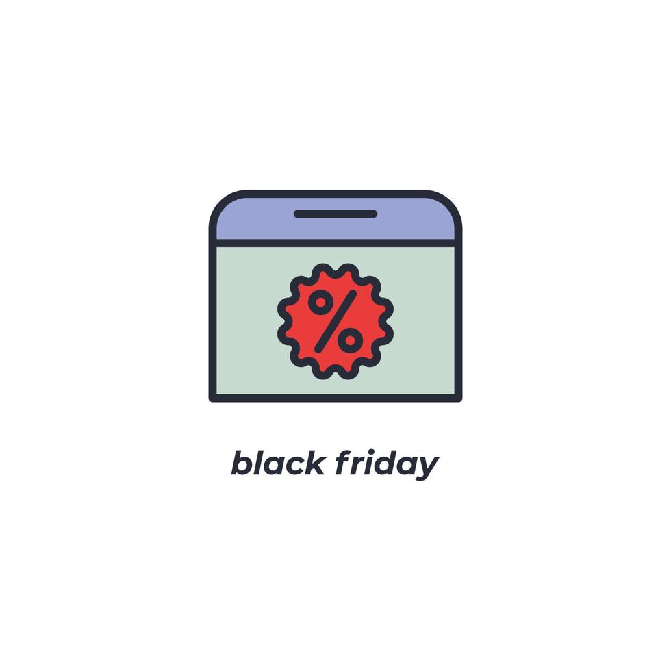 Vector sign black friday symbol is isolated on a white background. icon color editable.