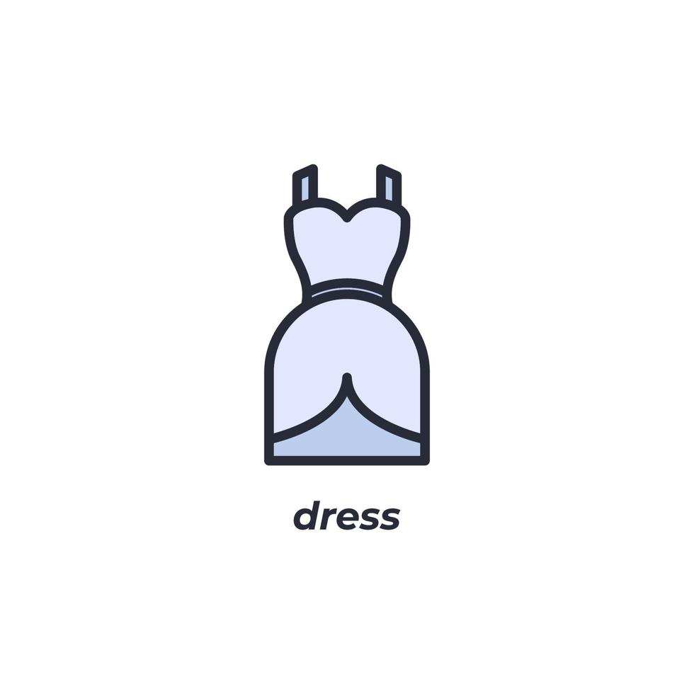 Vector sign dress symbol is isolated on a white background. icon color editable.