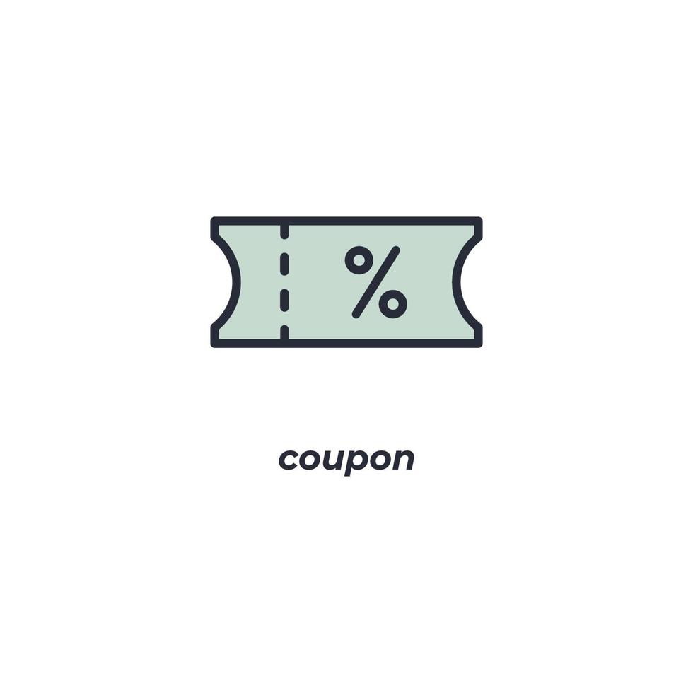 Vector sign coupon symbol is isolated on a white background. icon color editable.