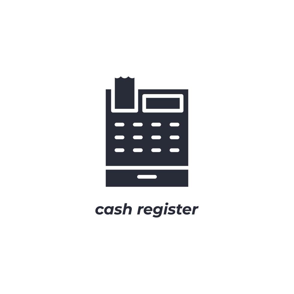 Vector sign cash register symbol is isolated on a white background. icon color editable.