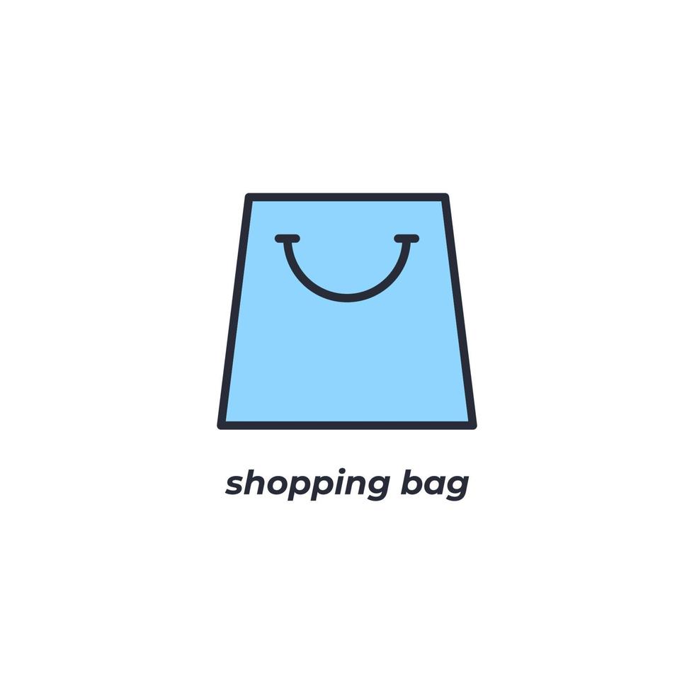 Vector sign shopping bag symbol is isolated on a white background. icon color editable.