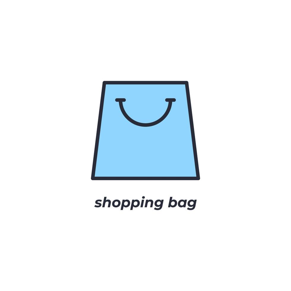 el símbolo de la bolsa de compras de signo vectorial está aislado en un fondo blanco. color de icono editable. vector