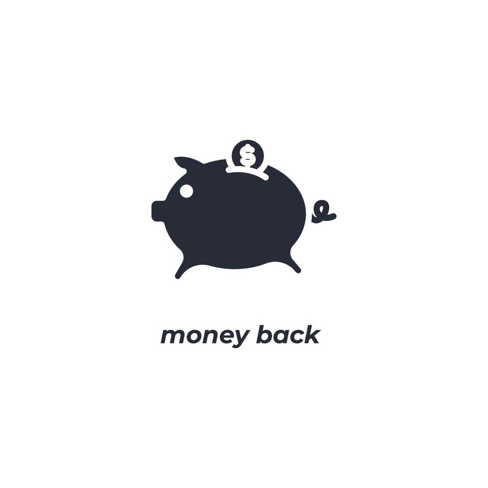 el símbolo de devolución de dinero de signo vectorial está aislado en un fondo blanco. color de icono editable. vector