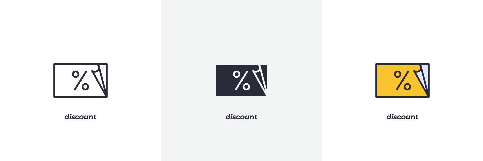 discount icon. Line, solid and filled outline colorful version, outline and filled vector sign. Idea Symbol, logo illustration. Vector graphics