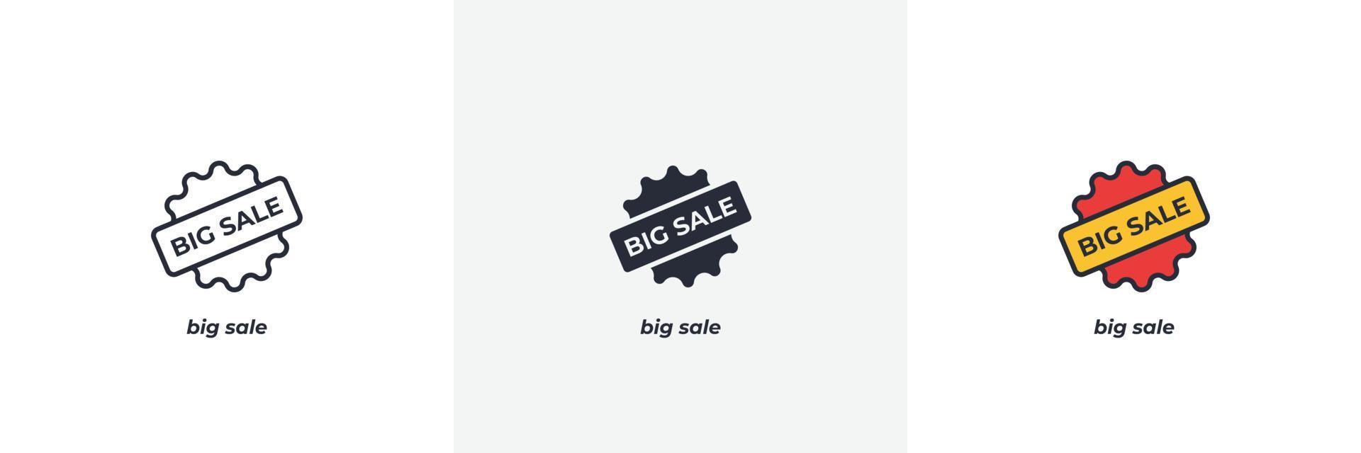 big sale icon. Line, solid and filled outline colorful version, outline and filled vector sign. Idea Symbol, logo illustration. Vector graphics