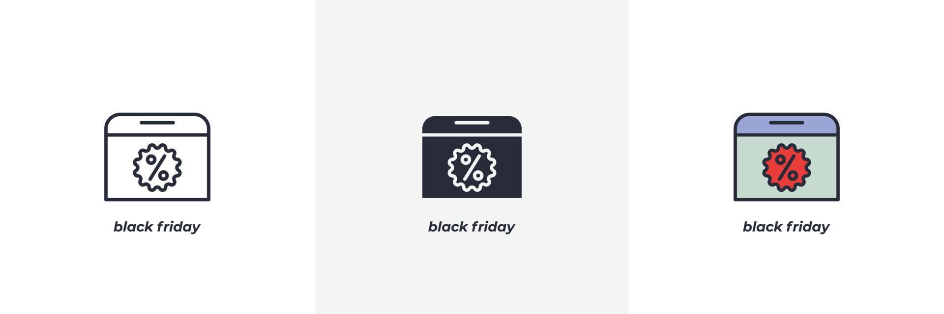 black friday icon. Line, solid and filled outline colorful version, outline and filled vector sign. Idea Symbol, logo illustration. Vector graphics