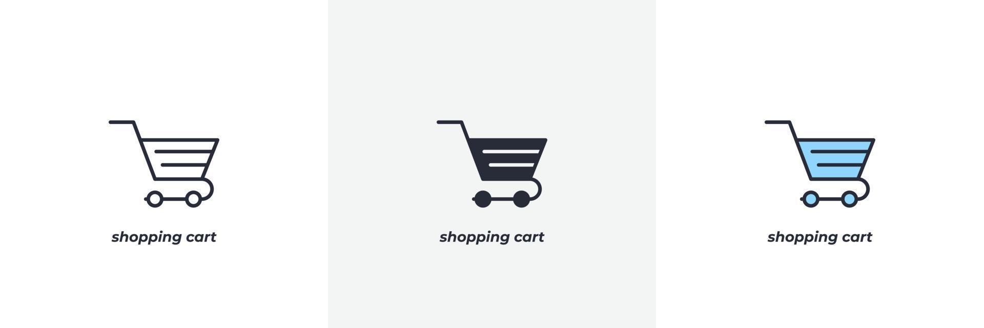 shopping cart icon. Line, solid and filled outline colorful version, outline and filled vector sign. Idea Symbol, logo illustration. Vector graphics