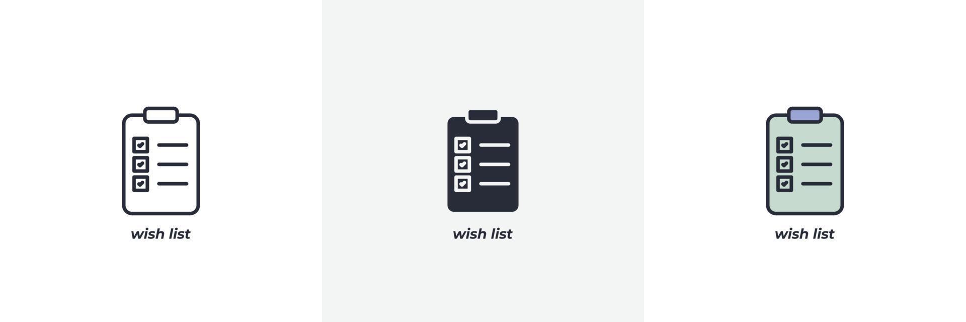 wish list icon. Line, solid and filled outline colorful version, outline and filled vector sign. Idea Symbol, logo illustration. Vector graphics