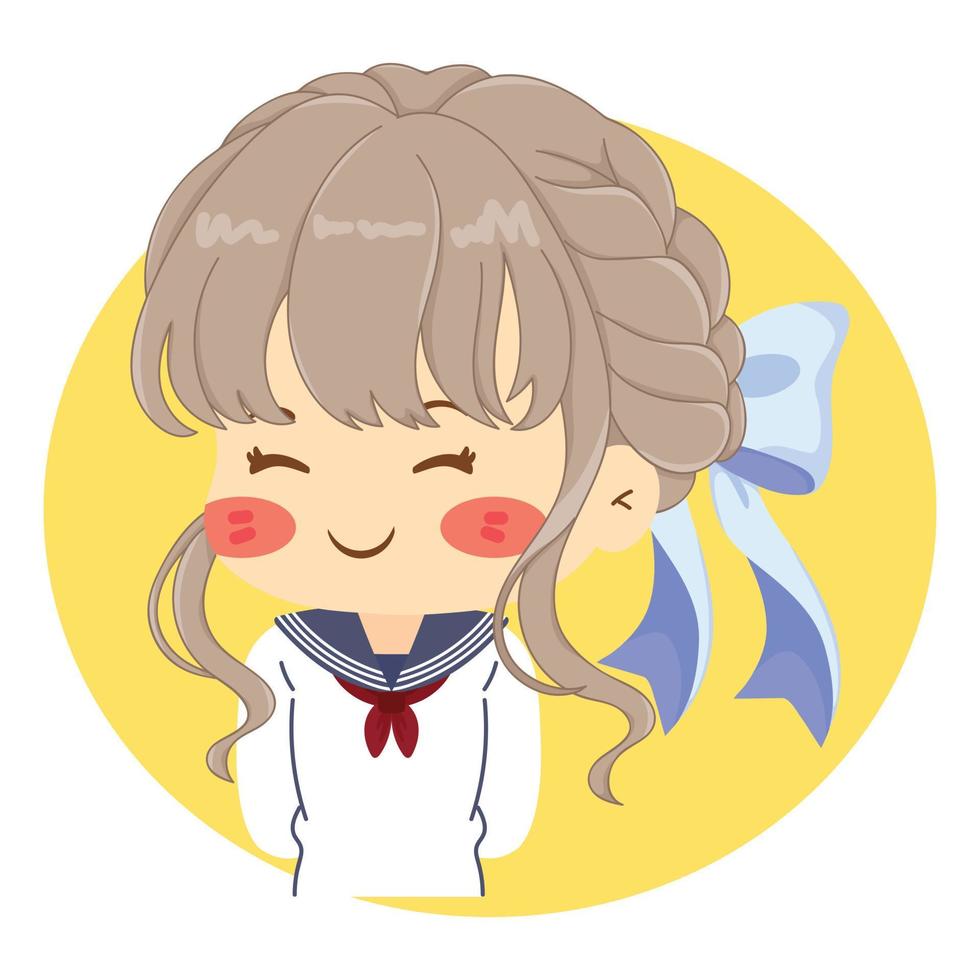 Japanese Braided Girl Wearing Uniform vector