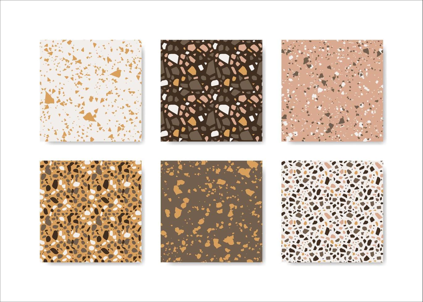 Set of terrazzo seamless patterns. Terrazzo floor pattern. Terrazzo seamless pattern. Collection of terrazzo pattern vector