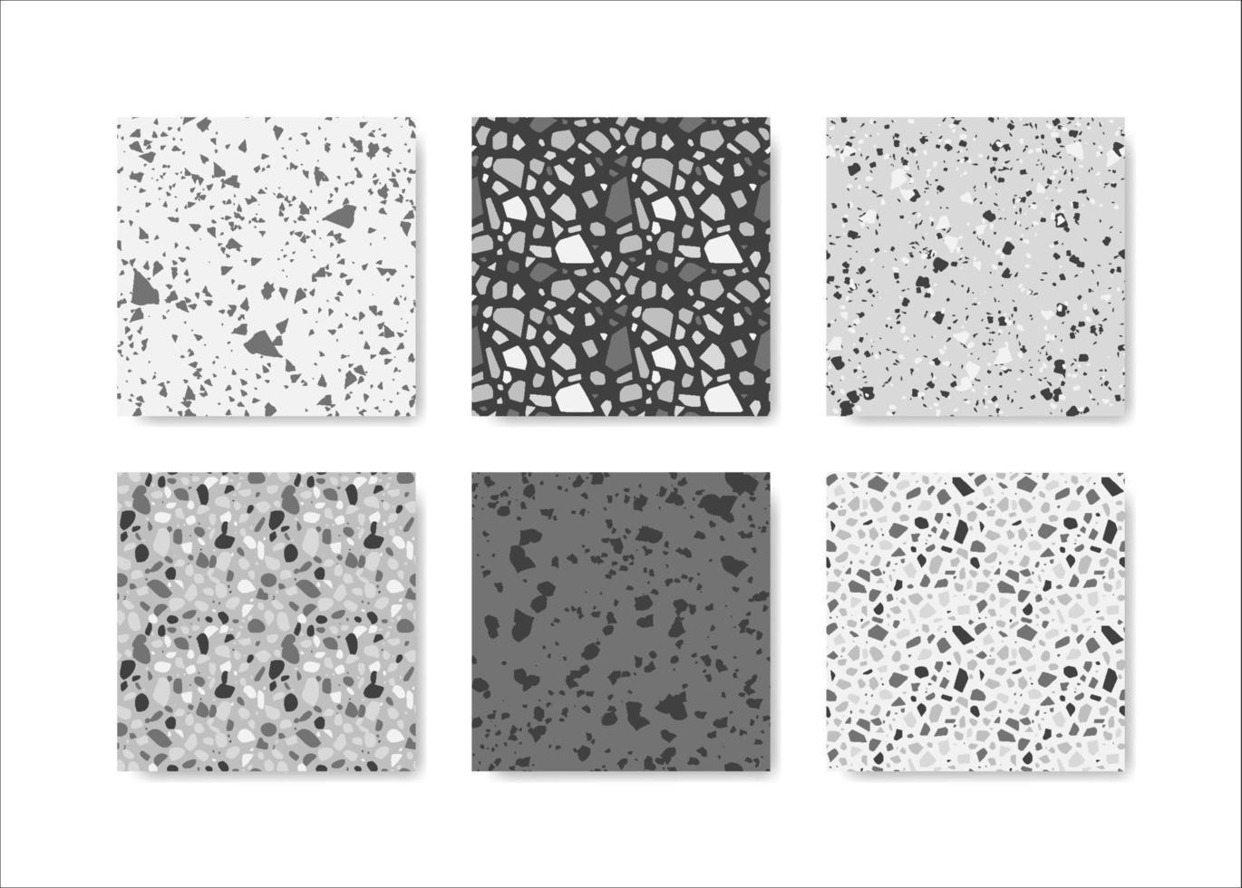 conjunto de patrones sin fisuras de terrazo. patrón de piso de terrazo. terrazo de patrones sin fisuras. colección de patrón de terrazo vector