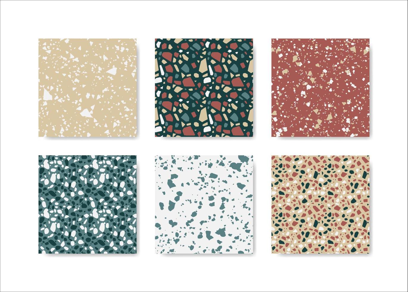 Set of terrazzo seamless patterns. Terrazzo floor pattern. Terrazzo seamless pattern. Collection of terrazzo pattern vector