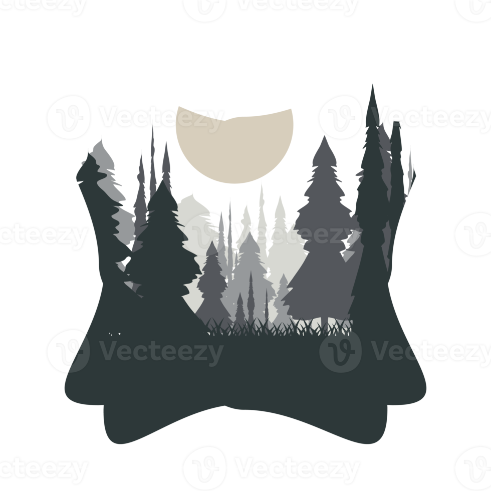 dusk in the forest natural dark tree nature collection set png