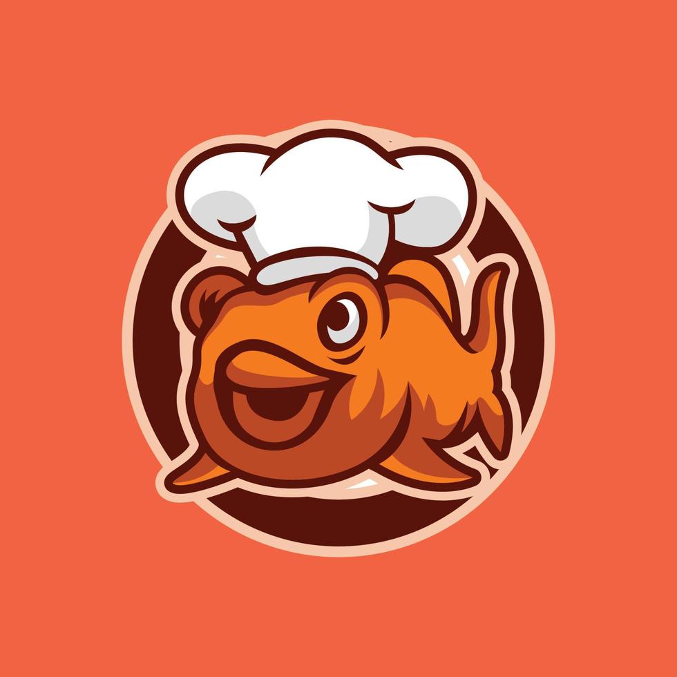 Chef fish mascot logo design illustration vector