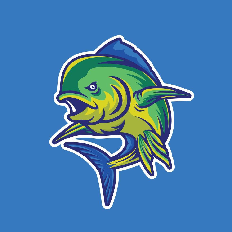 ilustración de diseño de logotipo de mascota mahi mahi vector