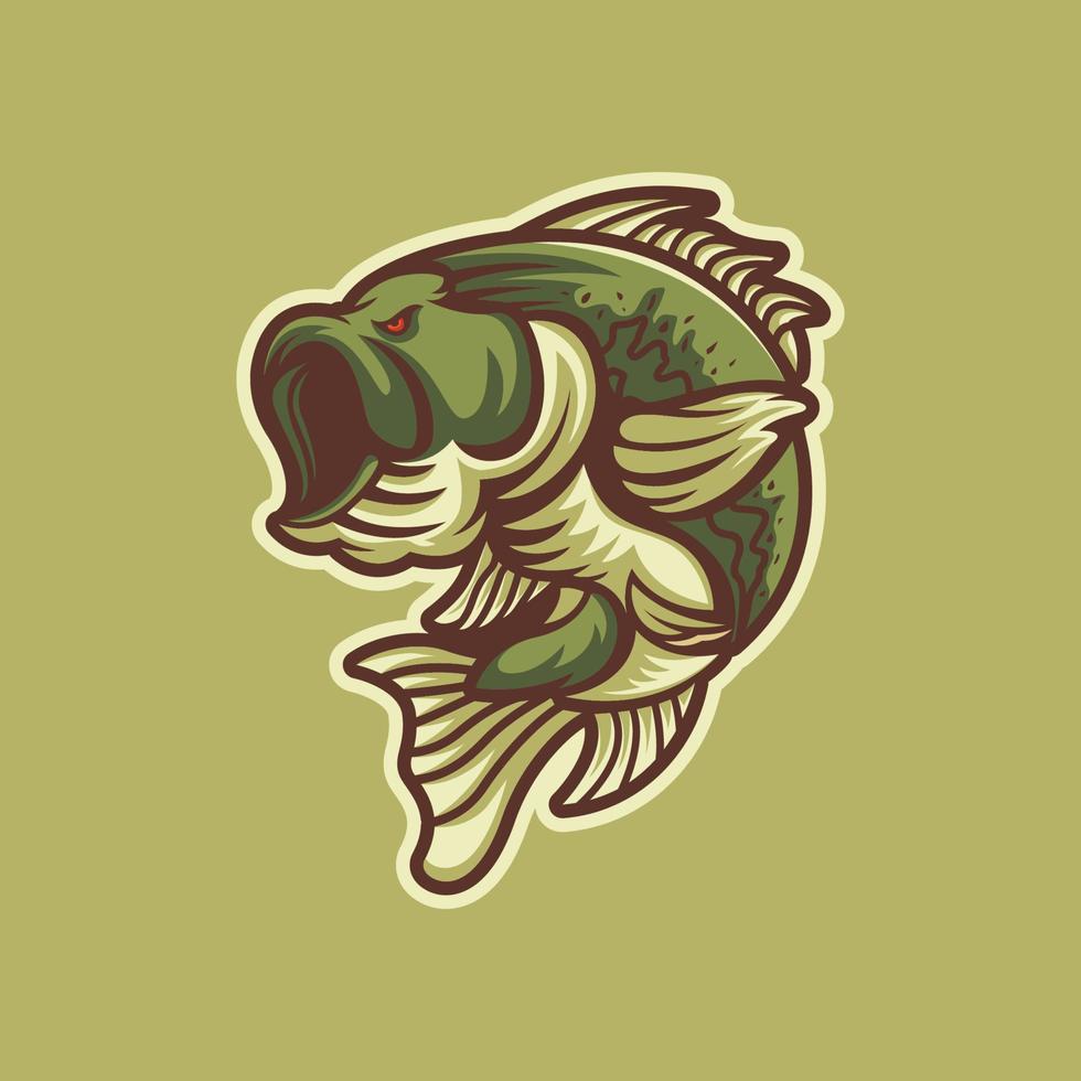 ilustración de diseño de logotipo de pesca de lubina vector