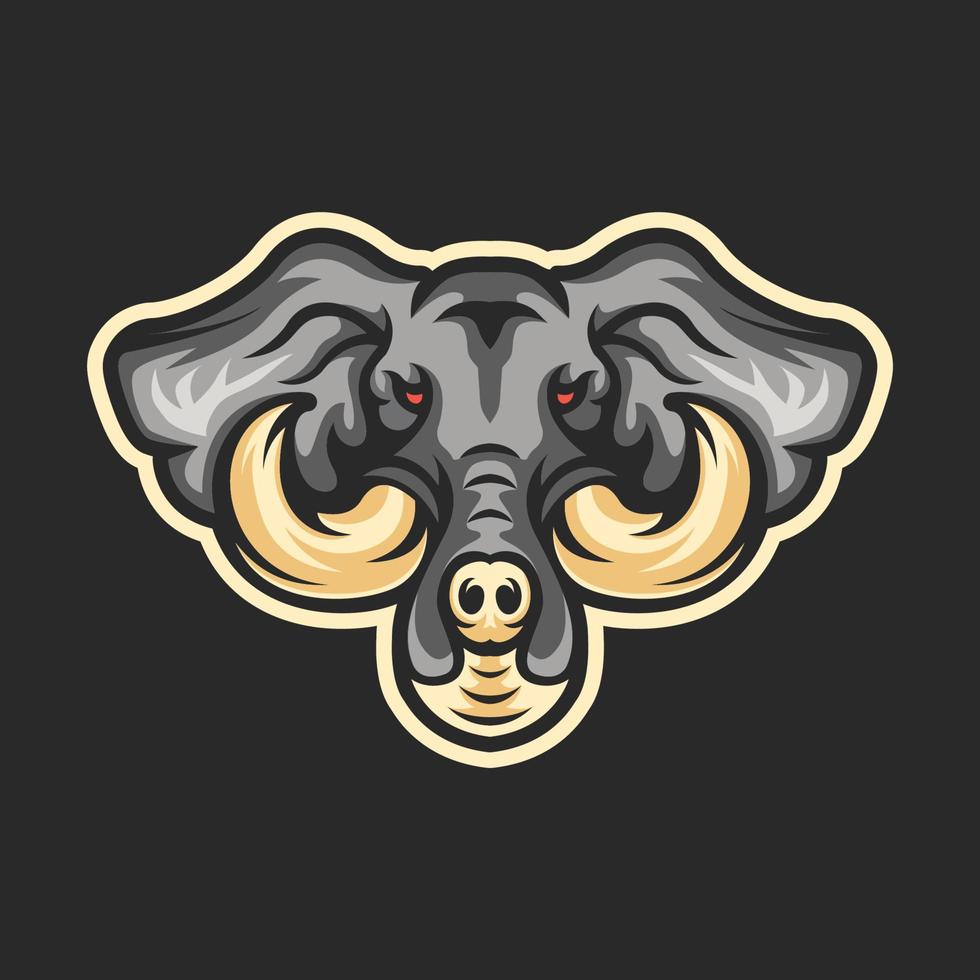 Elephant mascot logo head cartoon illustration vector