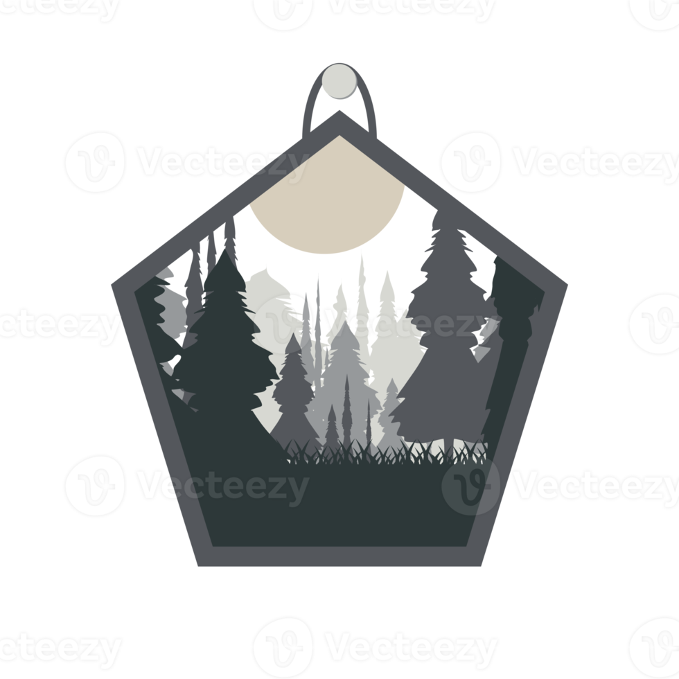 aesthetic frame dusk in the forest natural dark tree nature collection set png