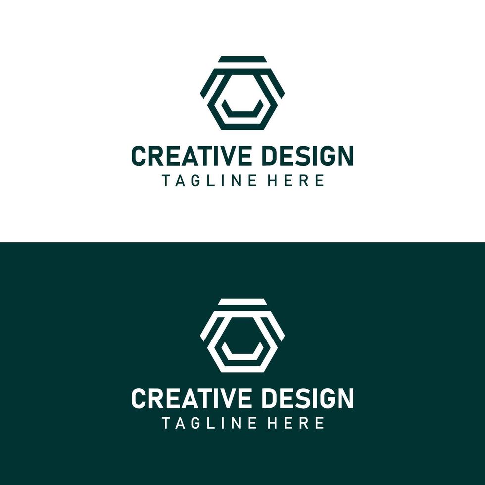 Abstract corporate branding logo design, logo template design with hexagon geometry vector