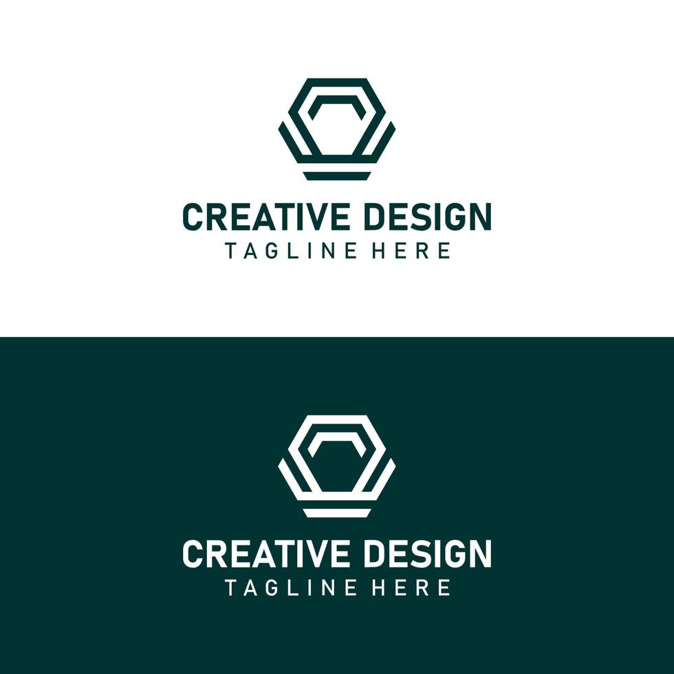 Abstract corporate branding logo design, logo template design with hexagon geometry vector