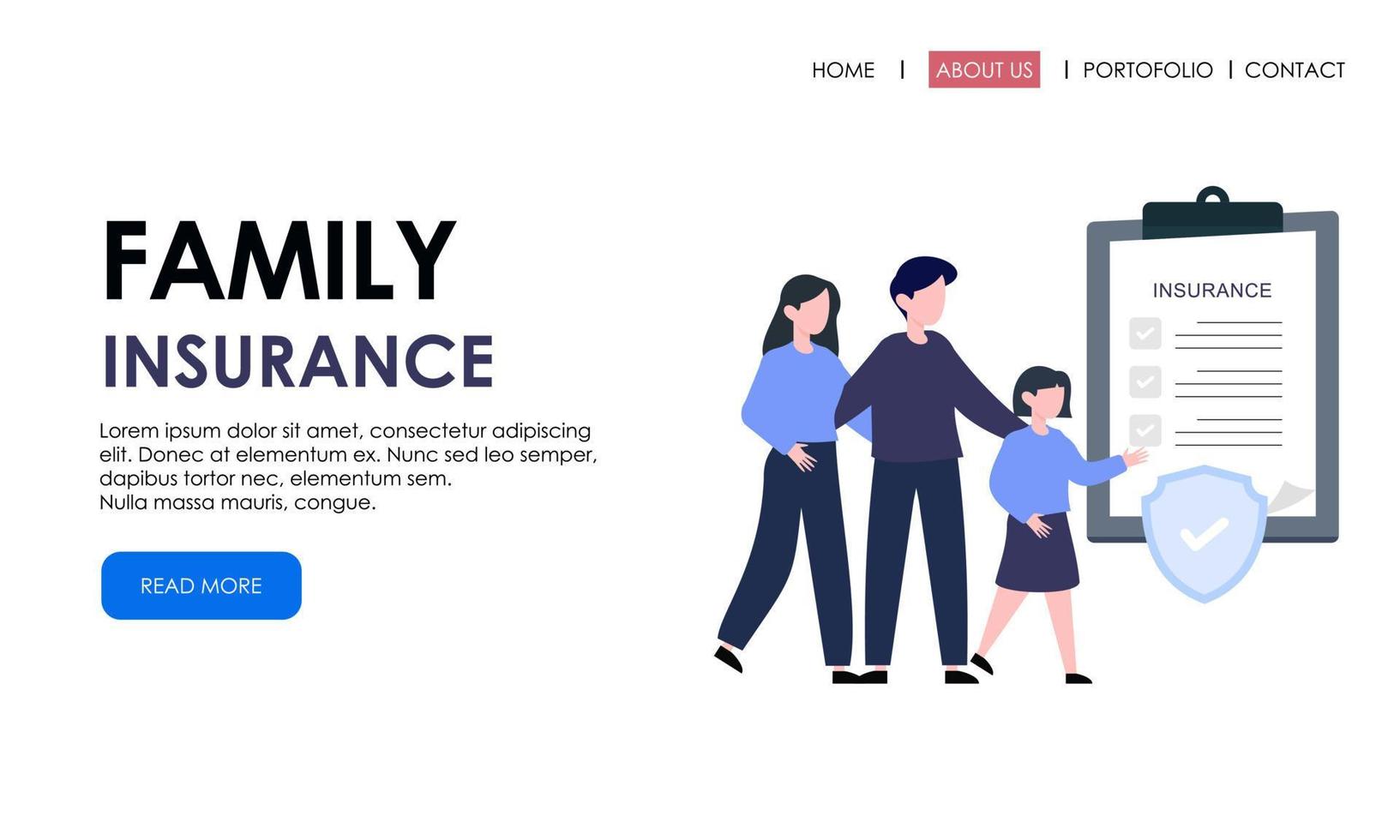 Family insurance landing page template. Insurance, healthcare concept banner vector