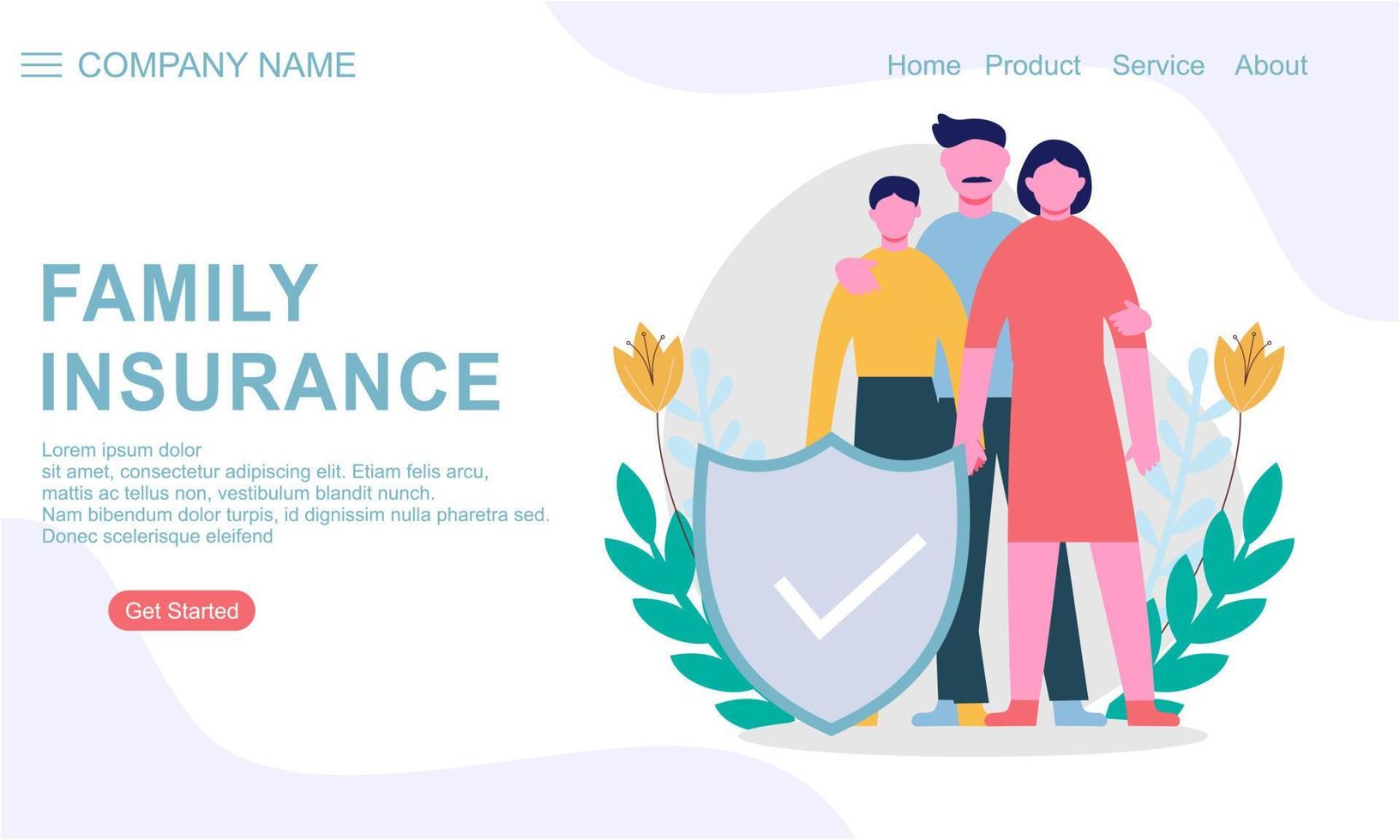 Family insurance landing page template. Insurance, healthcare concept banner vector