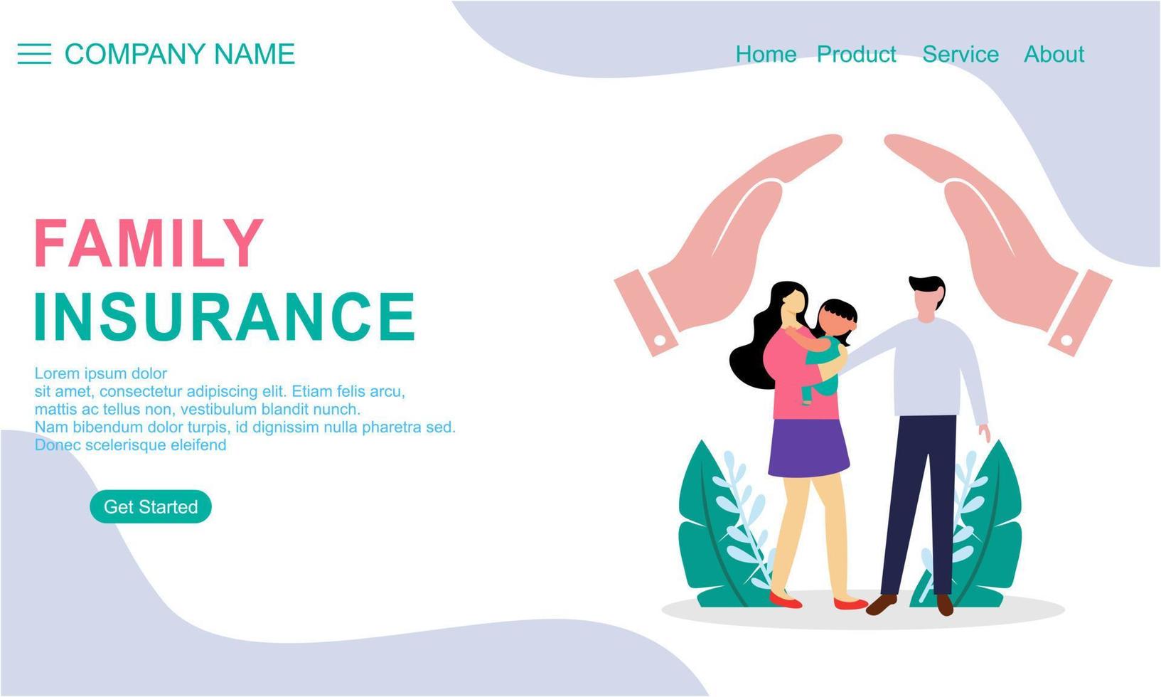 Family insurance landing page template. Insurance, healthcare concept banner vector