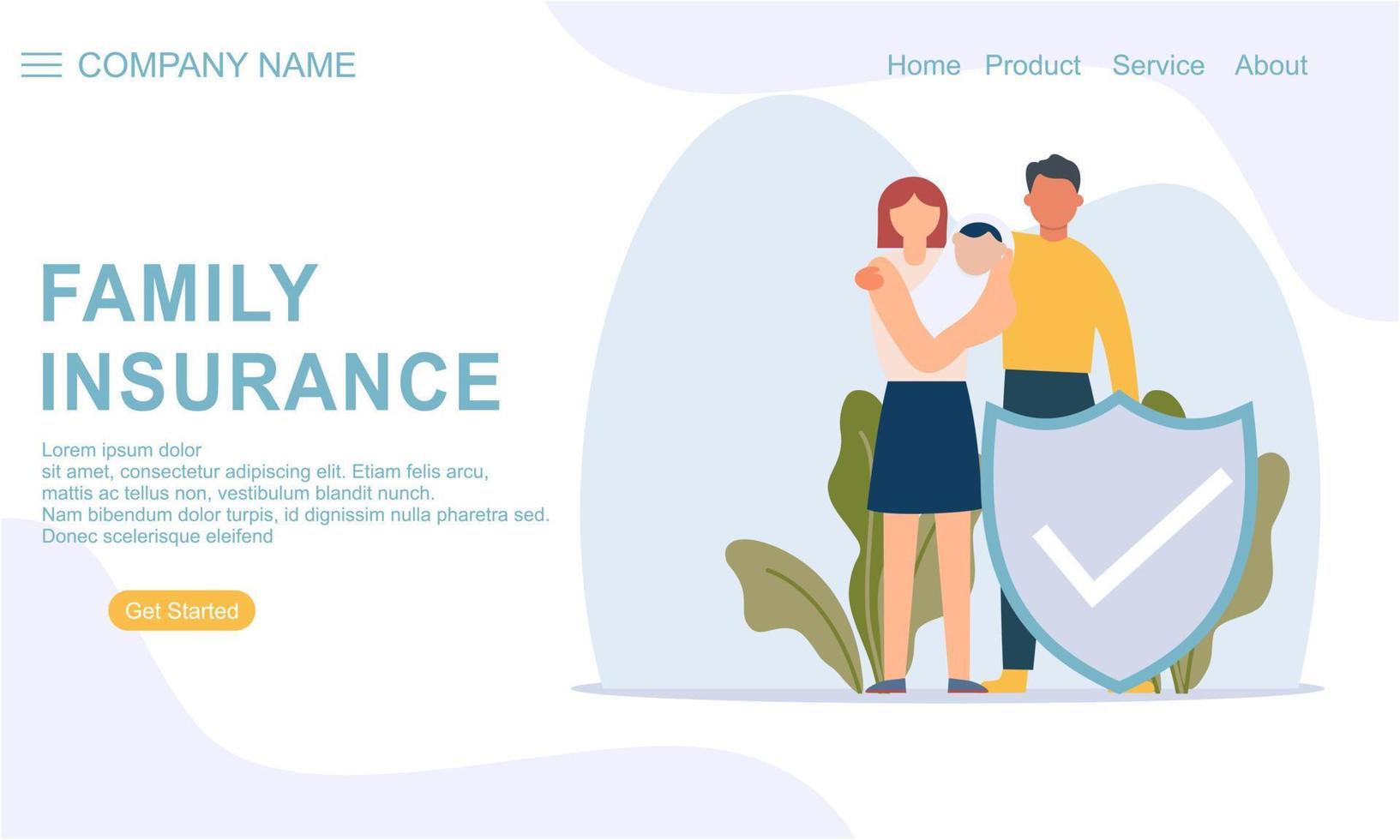 Family insurance landing page template. Insurance, healthcare concept banner vector