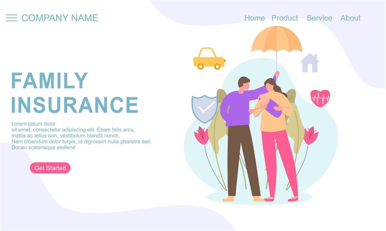 Family insurance landing page template. Insurance, healthcare concept banner vector