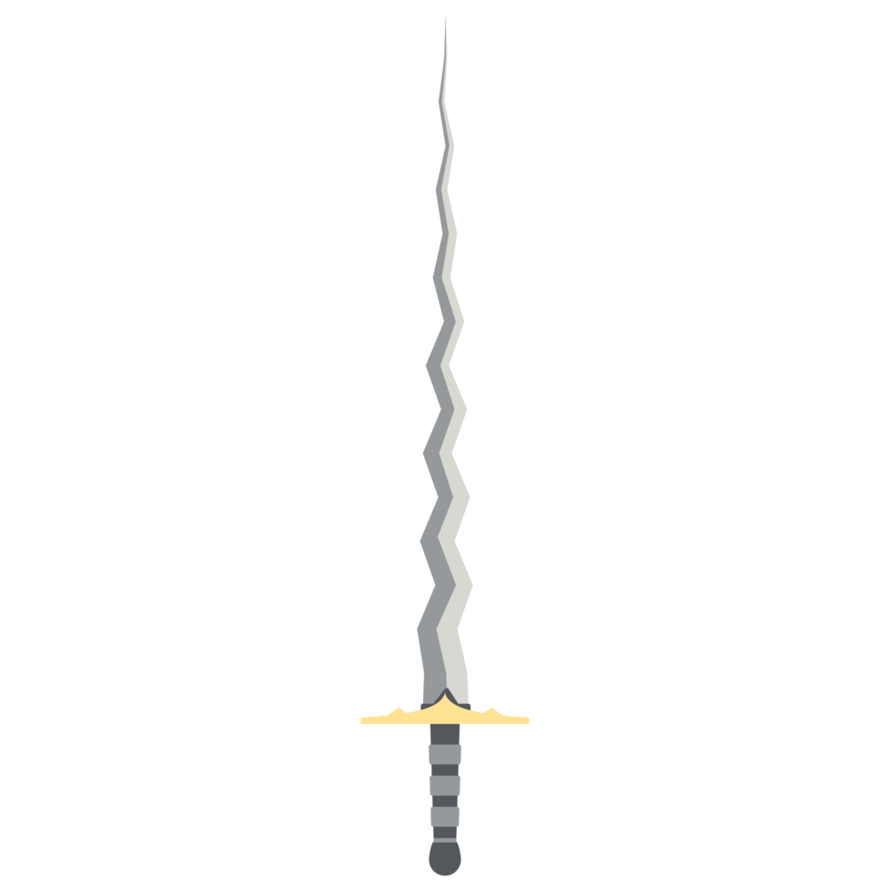Sword Zigzag Long Keris One Handed Two Side Sharp Swords Knight Weapon png