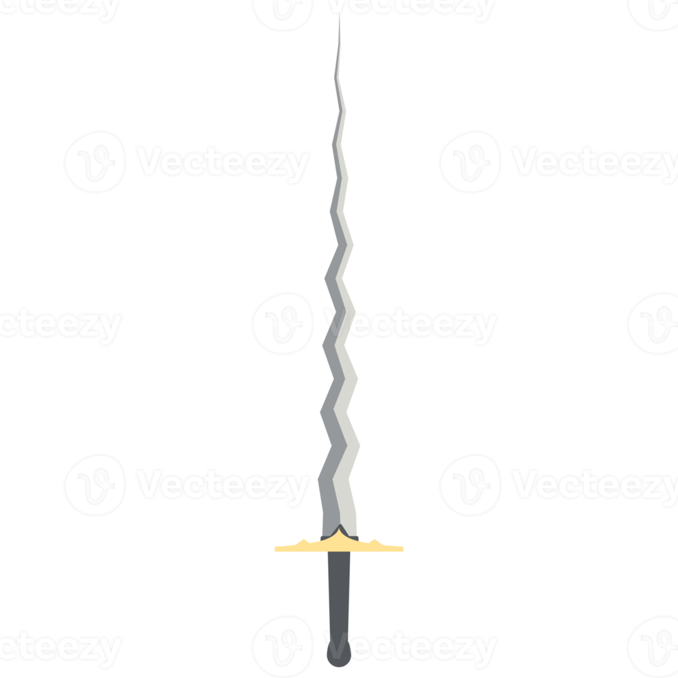 Sword Zigzag Long Keris One Handed Two Side Sharp Swords Knight Weapon png