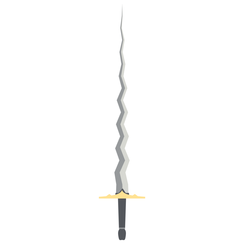 Sword Zigzag Long Keris One Handed Two Side Sharp Swords Knight Weapon png