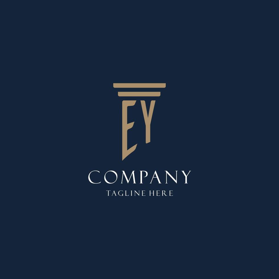 EY initial monogram logo for law office, lawyer, advocate with pillar style vector