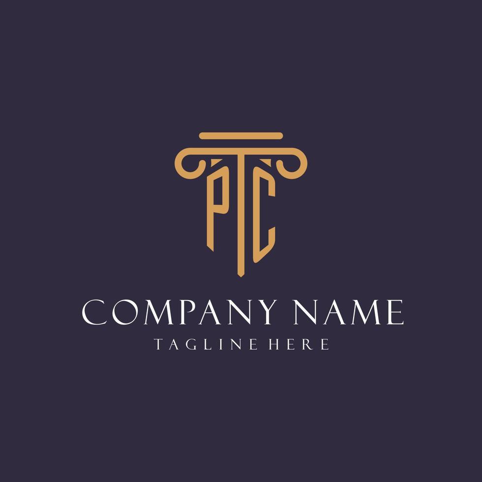 PC monogram initials design for law firm, lawyer, law office with