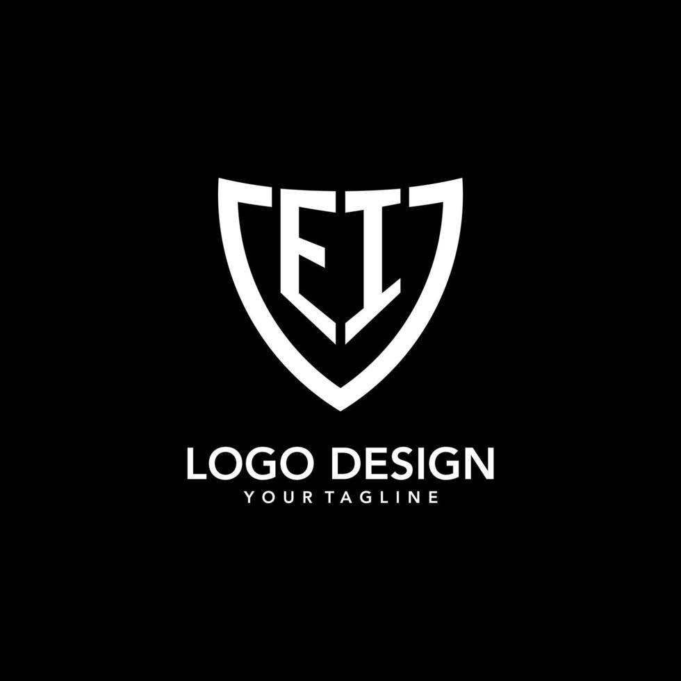 EI monogram initial logo with clean modern shield icon design vector