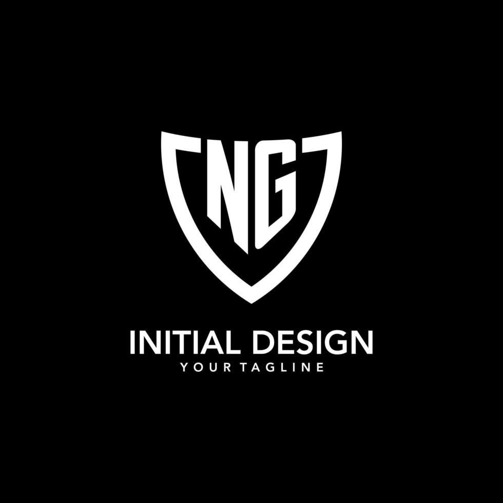 NG monogram initial logo with clean modern shield icon design vector