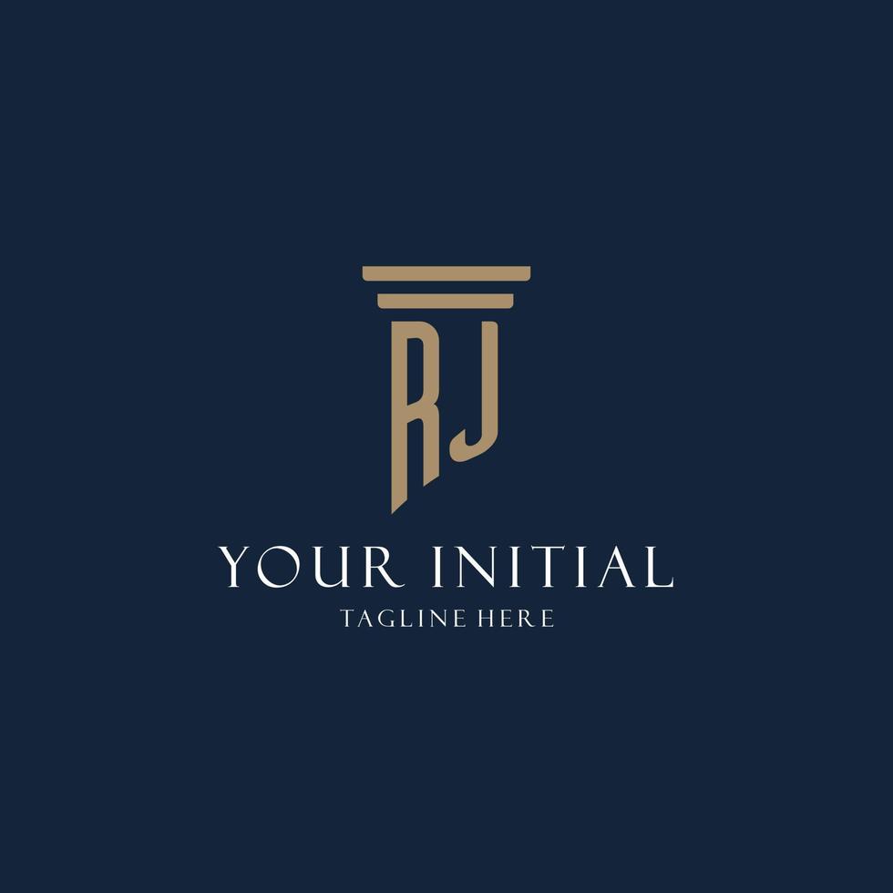 RJ initial monogram logo for law office, lawyer, advocate with pillar style vector