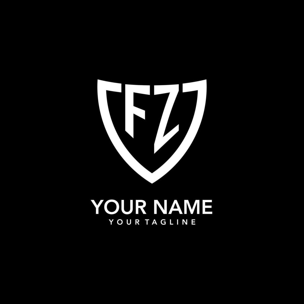 FZ monogram initial logo with clean modern shield icon design vector