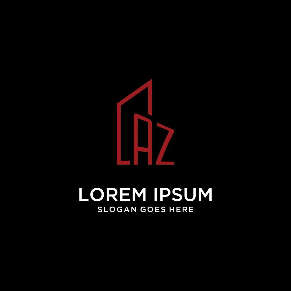AZ initial monogram with building logo design vector