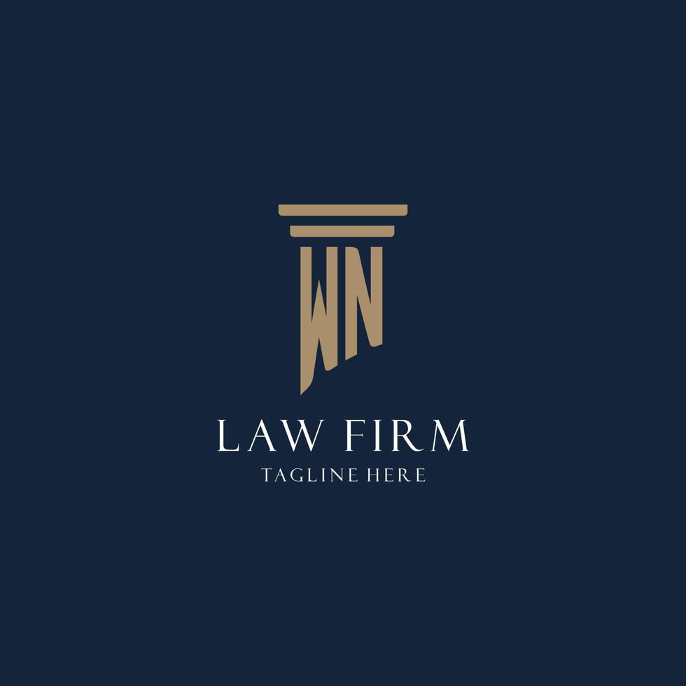 WN initial monogram logo for law office, lawyer, advocate with pillar style vector