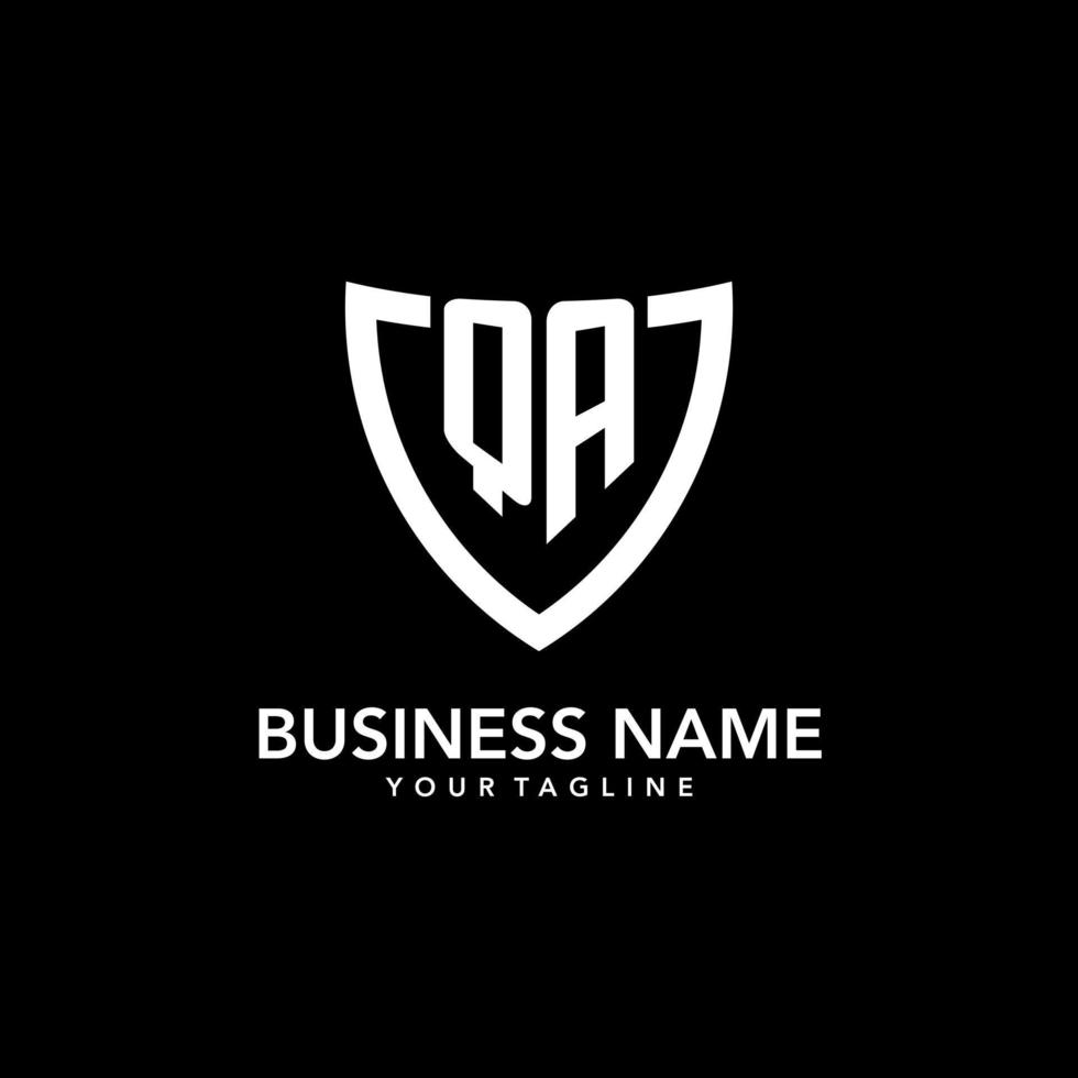 QA monogram initial logo with clean modern shield icon design vector