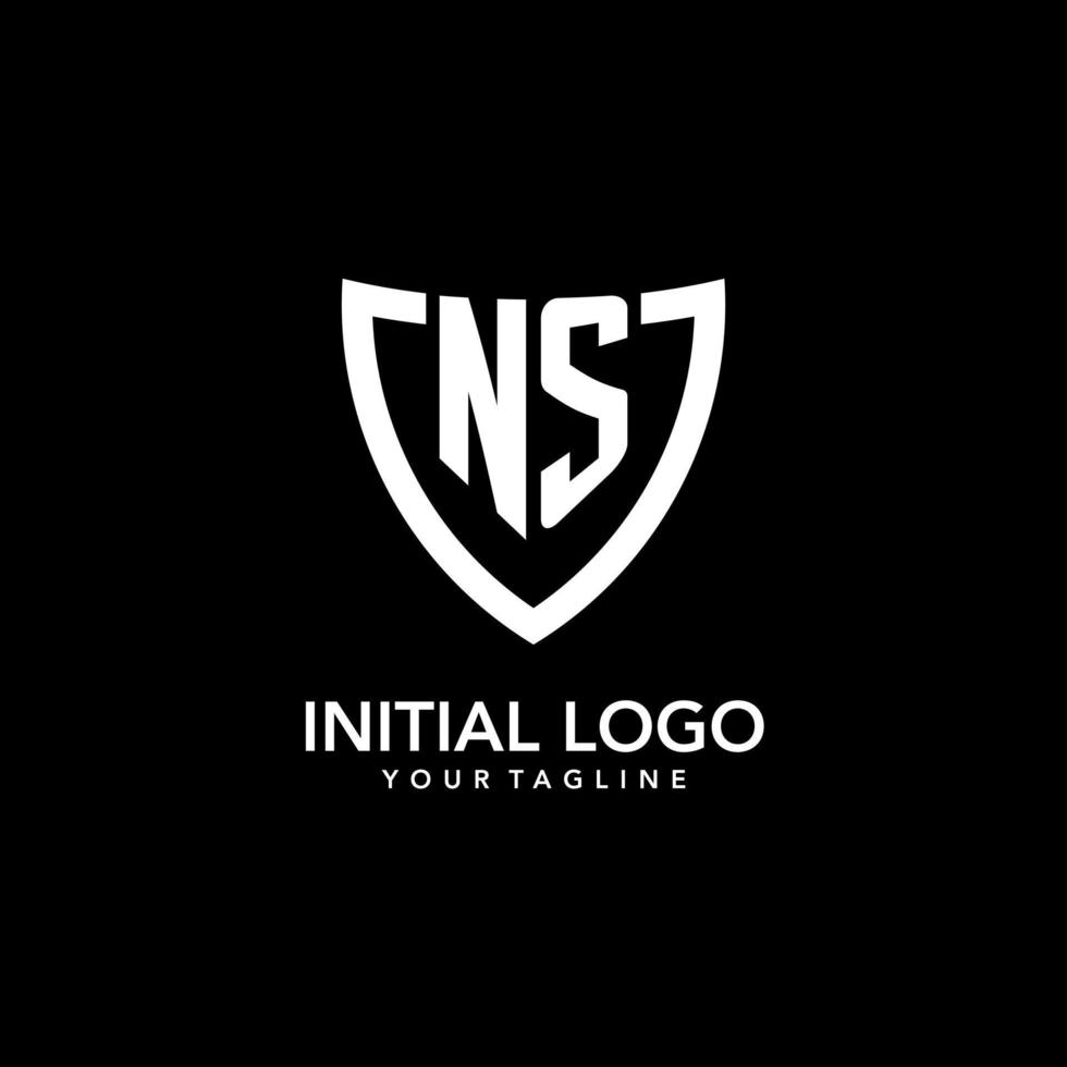 NS monogram initial logo with clean modern shield icon design vector