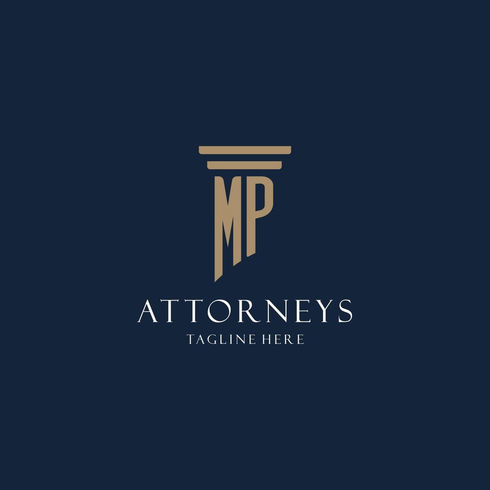 MP initial monogram logo for law office, lawyer, advocate with pillar style vector