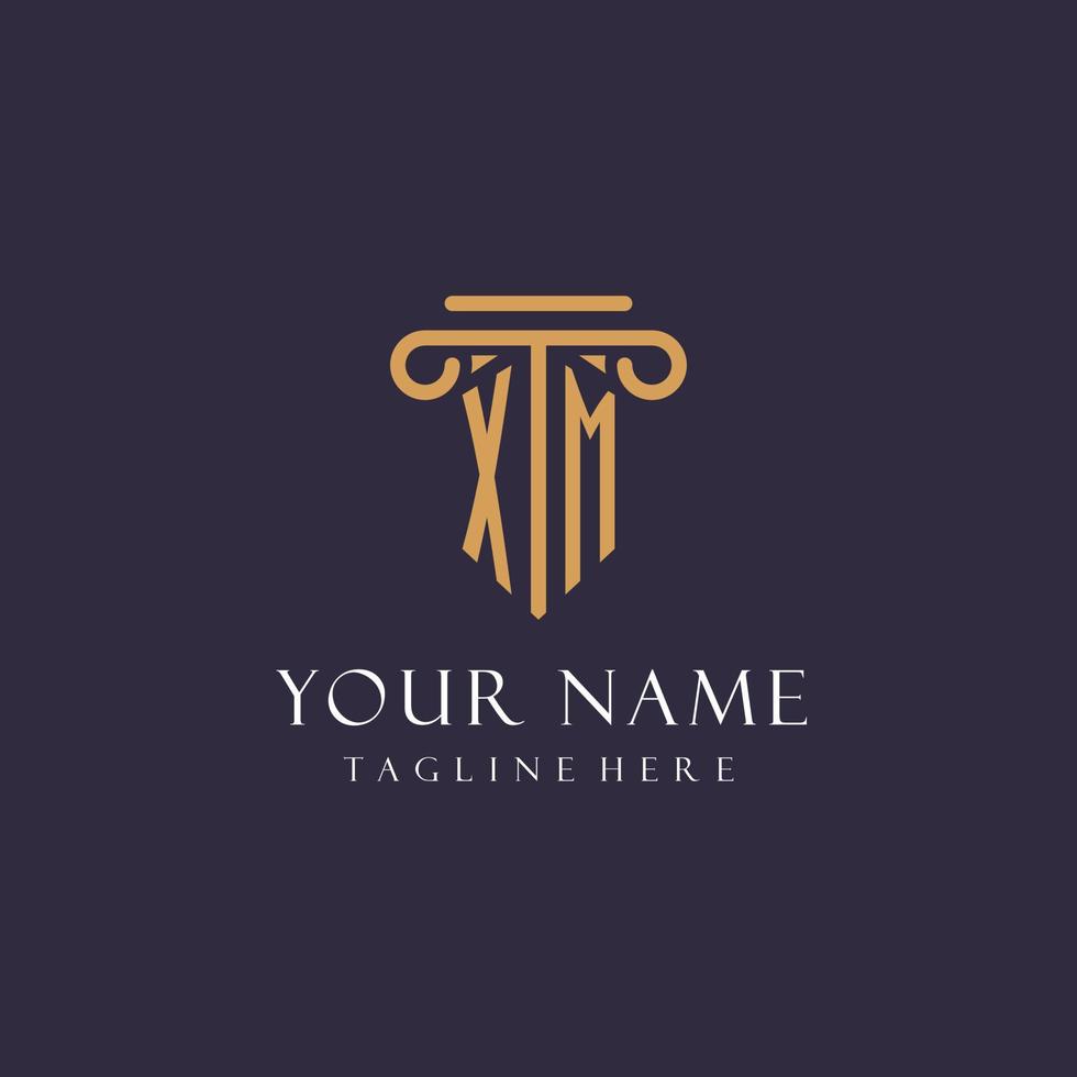 XM monogram initials design for law firm, lawyer, law office with pillar style vector