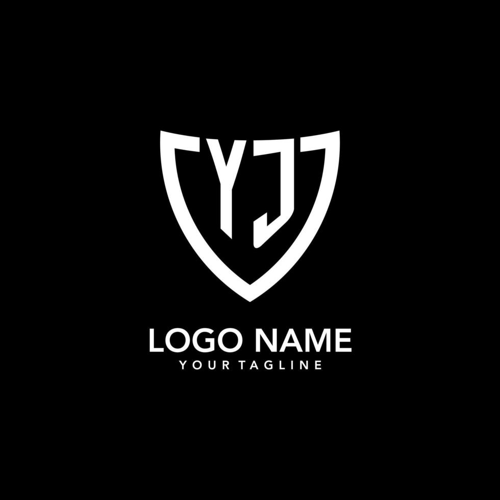 YJ monogram initial logo with clean modern shield icon design vector