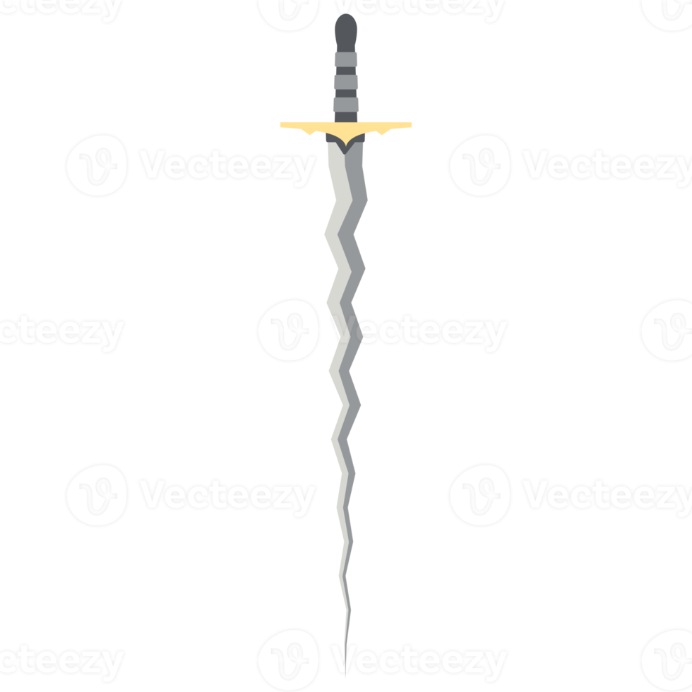 Sword Zigzag Long Keris One Handed Two Side Sharp Swords Knight Weapon png