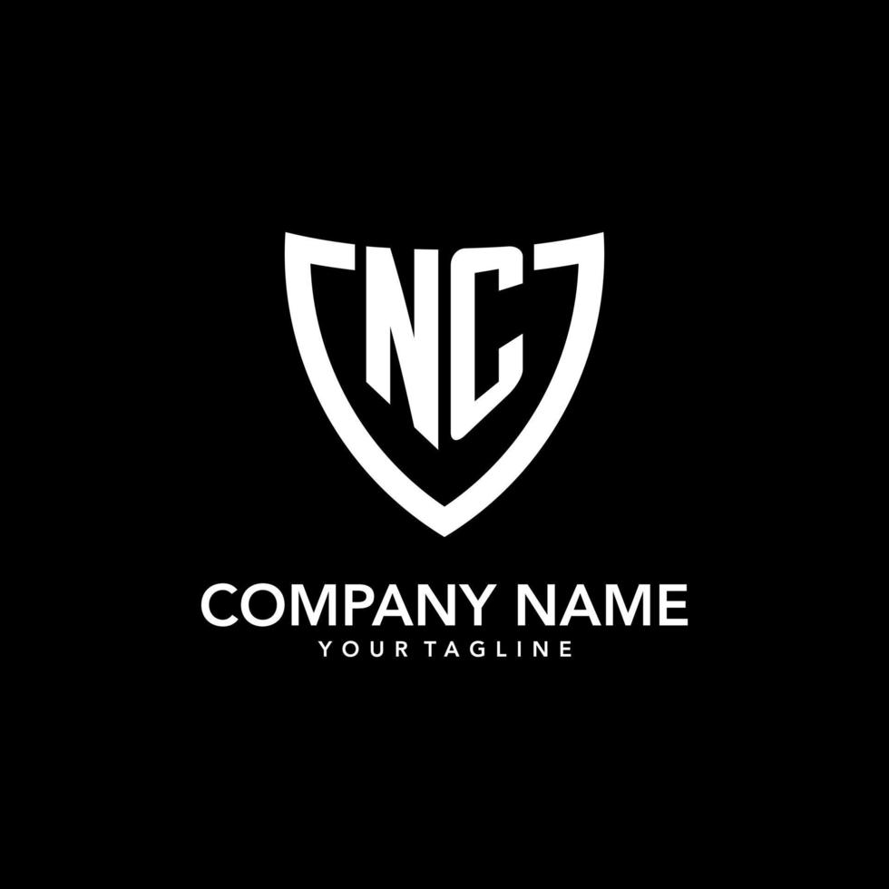 NC monogram initial logo with clean modern shield icon design vector