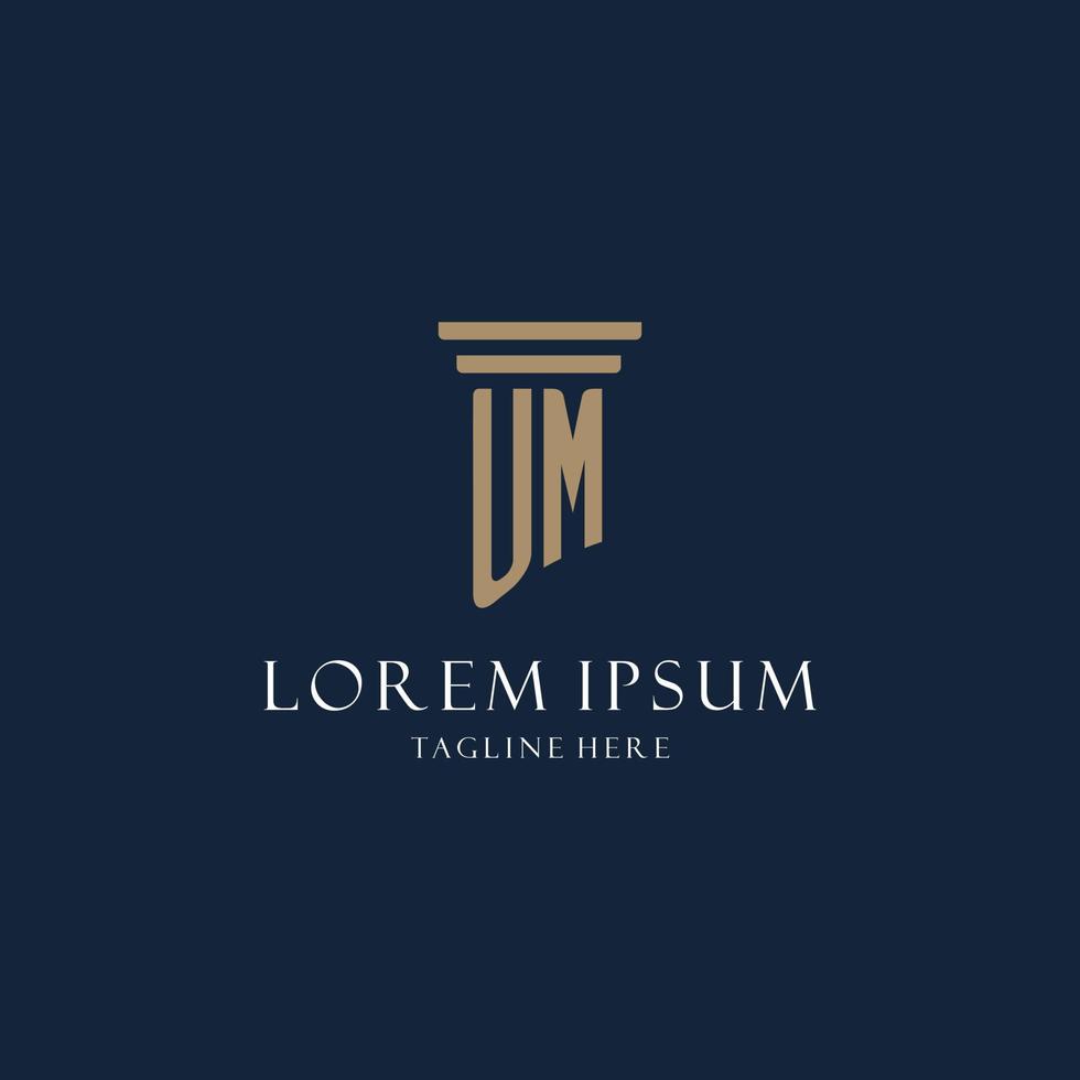 UM initial monogram logo for law office, lawyer, advocate with pillar style vector