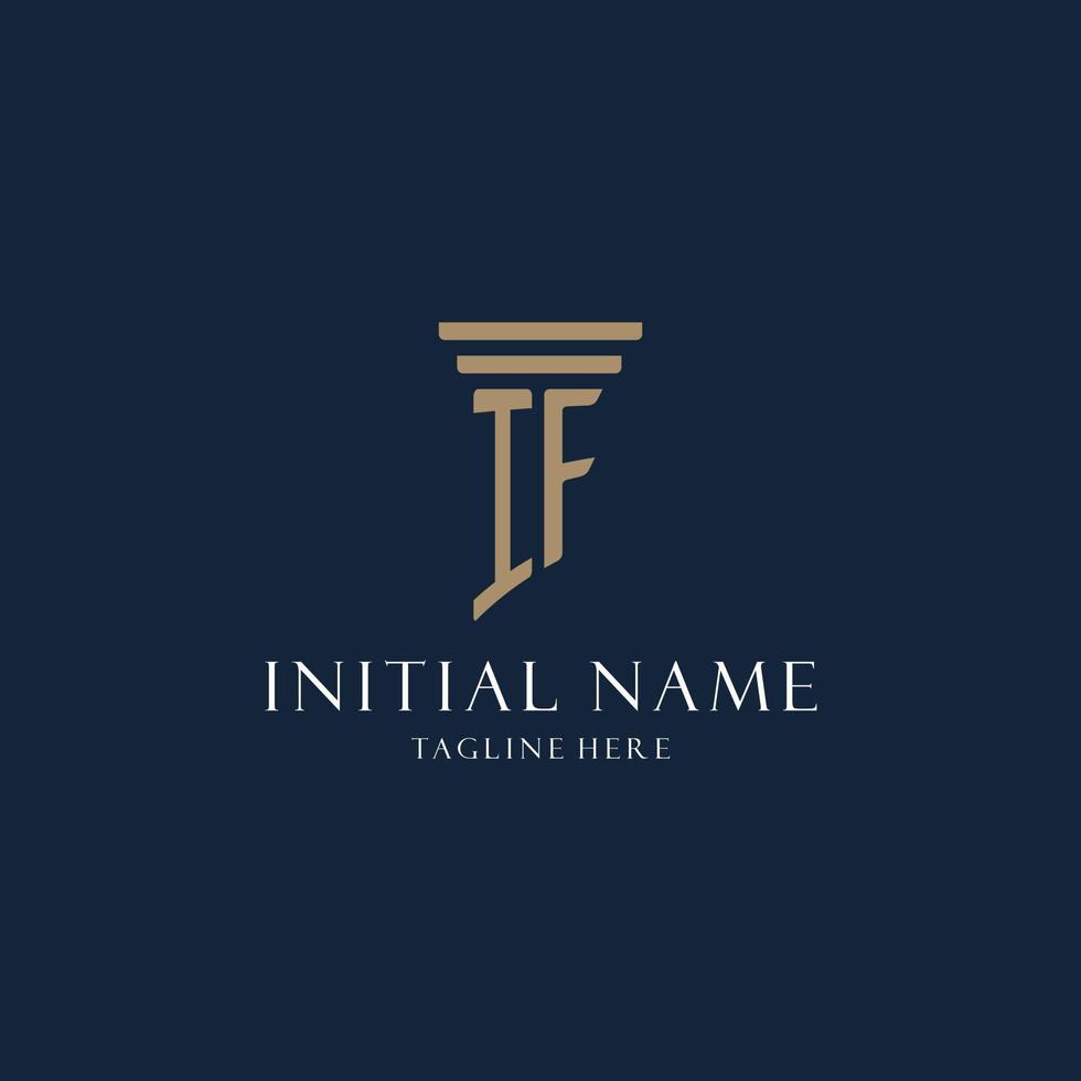 IF initial monogram logo for law office, lawyer, advocate with pillar style vector