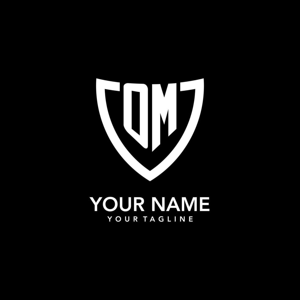 OM monogram initial logo with clean modern shield icon design vector